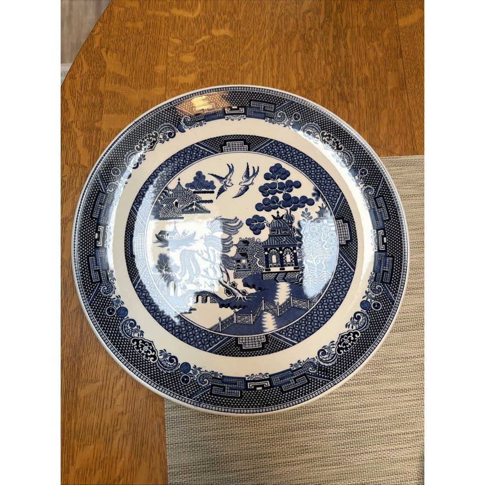 Johnson Bros Willow Blue 12" Round Serving Platter/Chop Plate - England